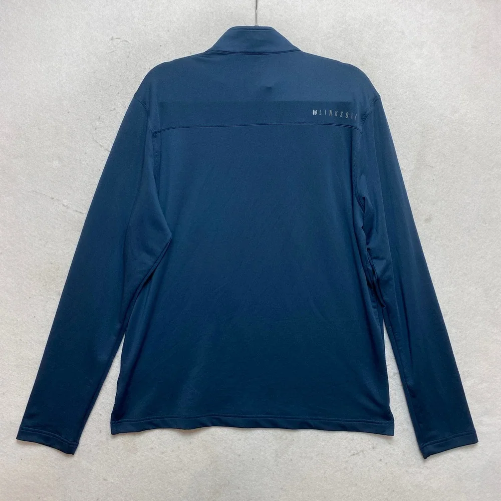 Linksoul LS4156 Pullover Mens Medium Blue Quarter Zip Long Sleeve Performance